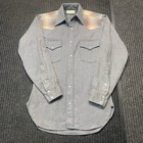VTG `Pendleton Mens Wool Shirt High Grade Western Wear Pearl SnapGray S USA